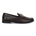 Royal Noir Croc-Textured Horsebit Wooden Sole Loafers