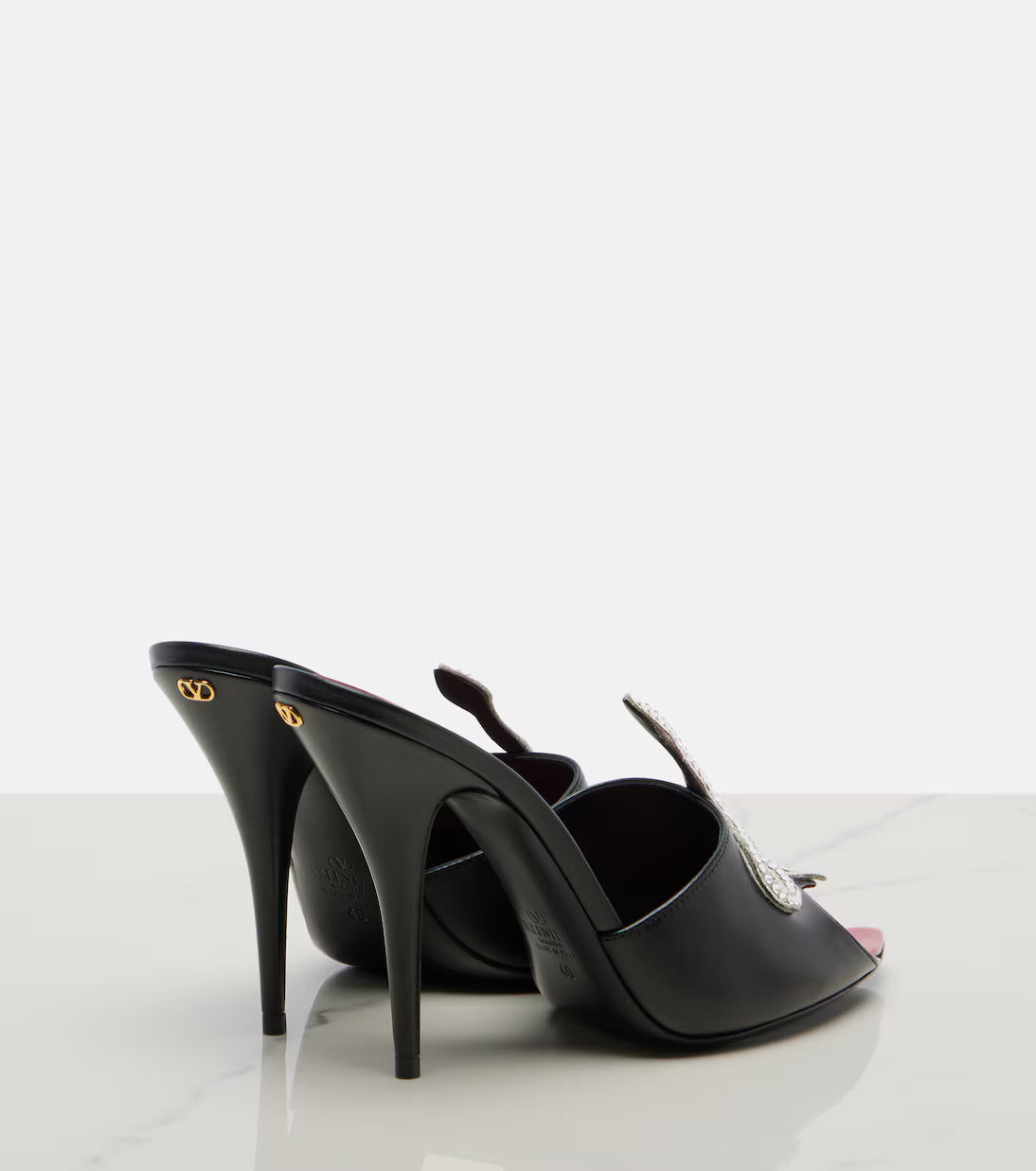 Valentino Garavani Cœur Vipère embellished leather mules