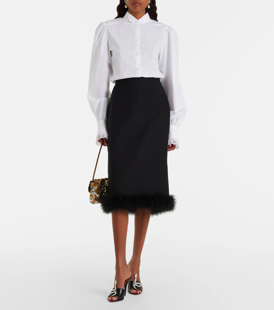 Valentino Garavani Cœur Vipère embellished leather mules