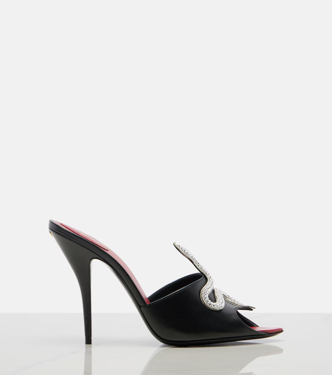 Valentino Garavani Cœur Vipère embellished leather mules