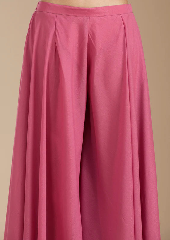 Pink Zariwork (Gold) Georgette Readymade Salwar Suit