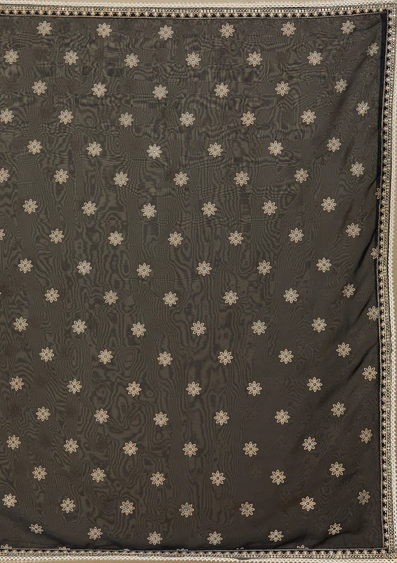Black Zariwork (Gold) Organza Readymade Salwar Suit