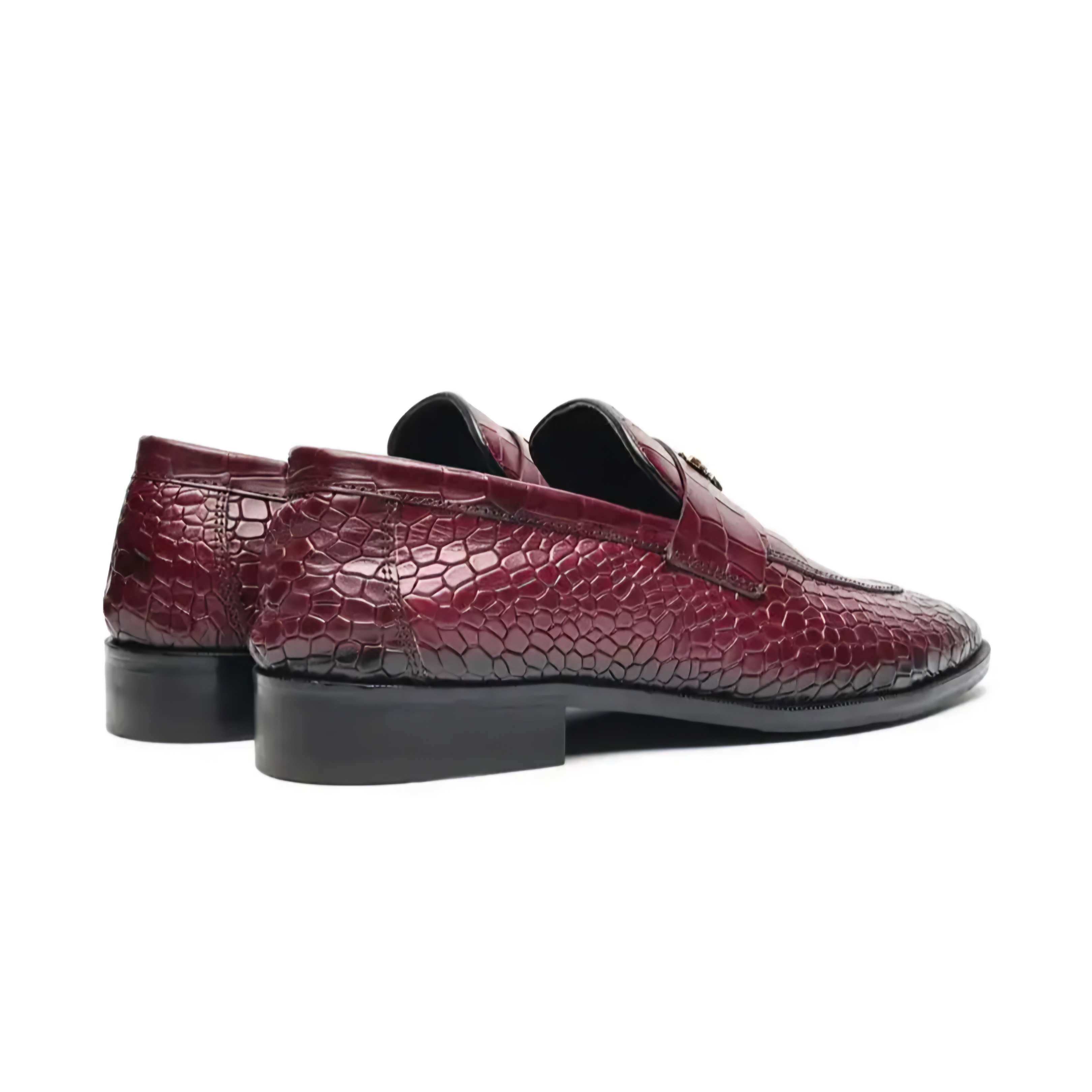 RoyalSole Men Textured Tunit Black Loafer Wooden Sole