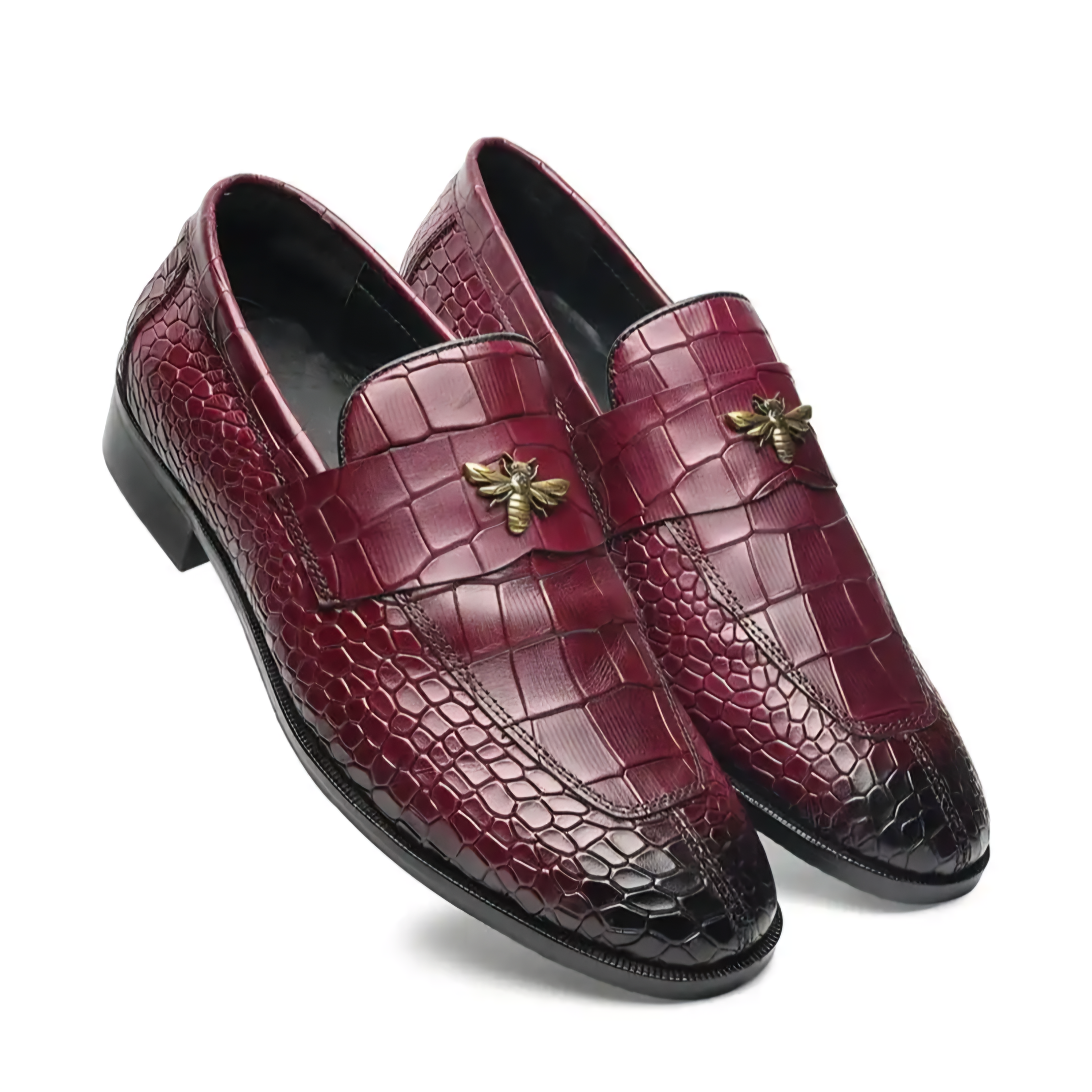 RoyalSole Men Textured Tunit Cherry Loafer Wooden Sole