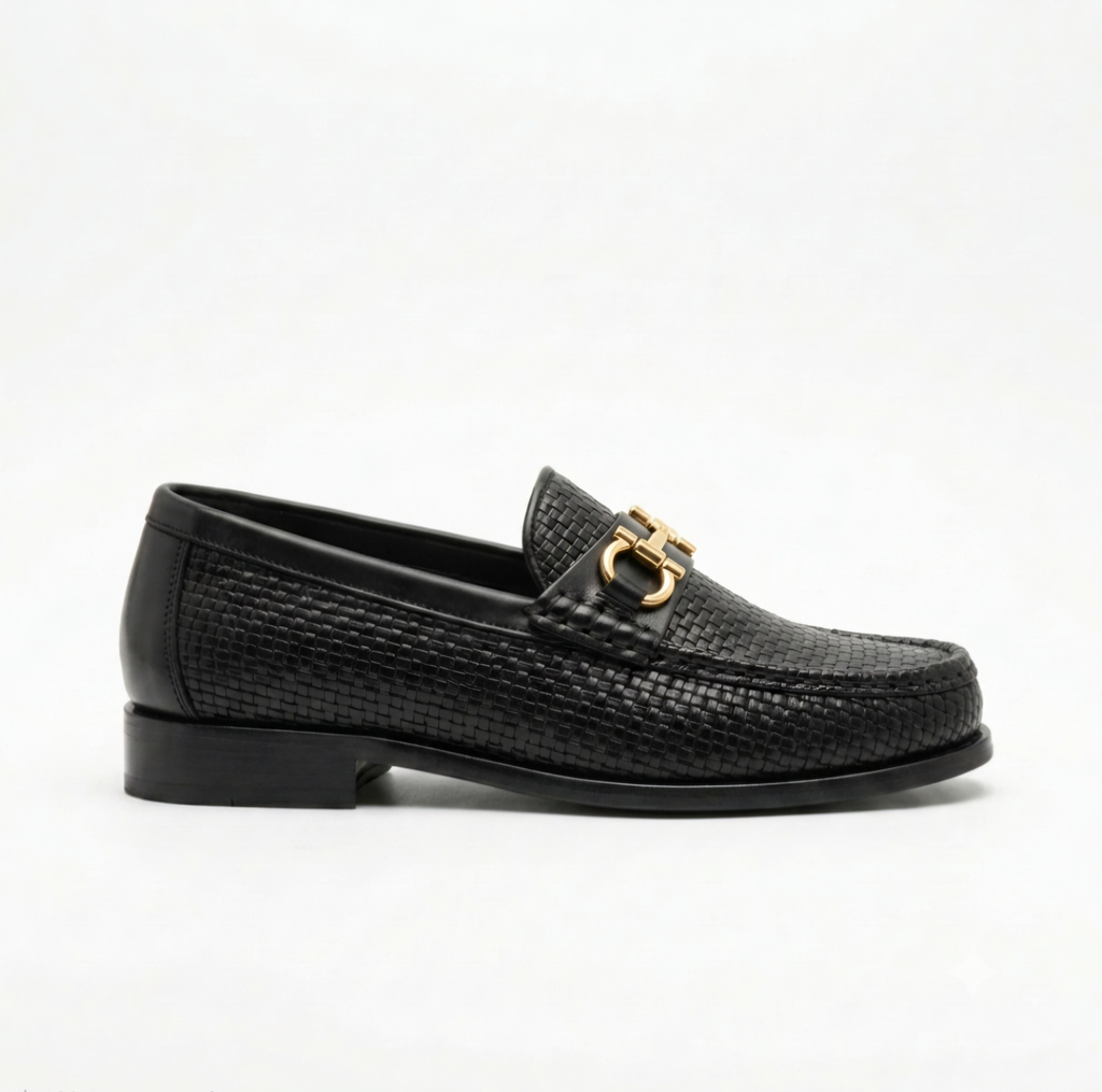 Cole Haan Black Textured Horsebit Loafers