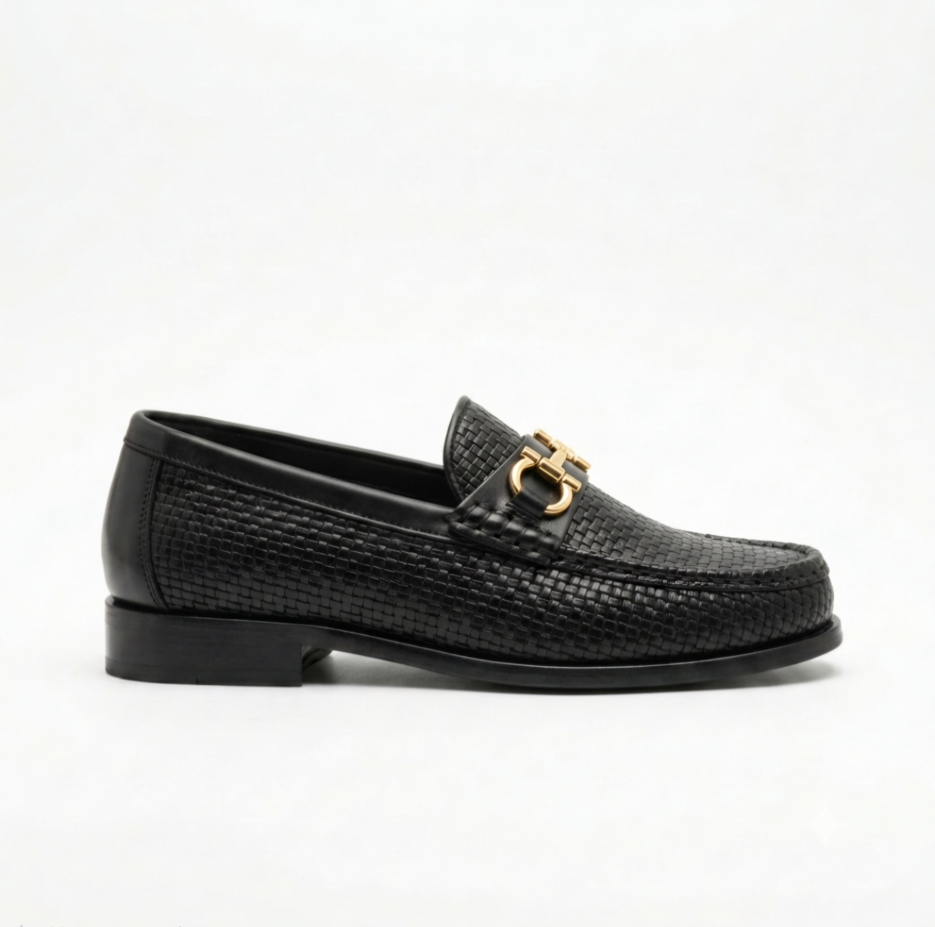Cole Haan Black Textured Horsebit Loafers