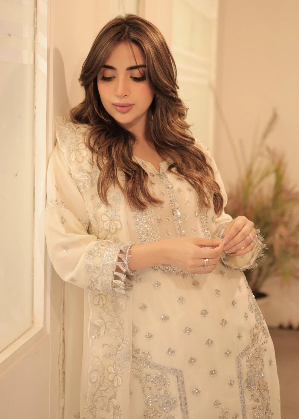 Ivory Embroidered Salwar ReadyMade Suit