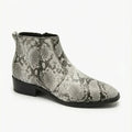 Tapered-Toe Snake-Pattern Leather Chelsea Boots